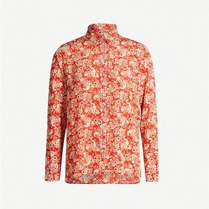 SANDRO Lanni Silk Paisley Patterned Long Sleeve Button-Down Blouse,Size 3FR/ 8US